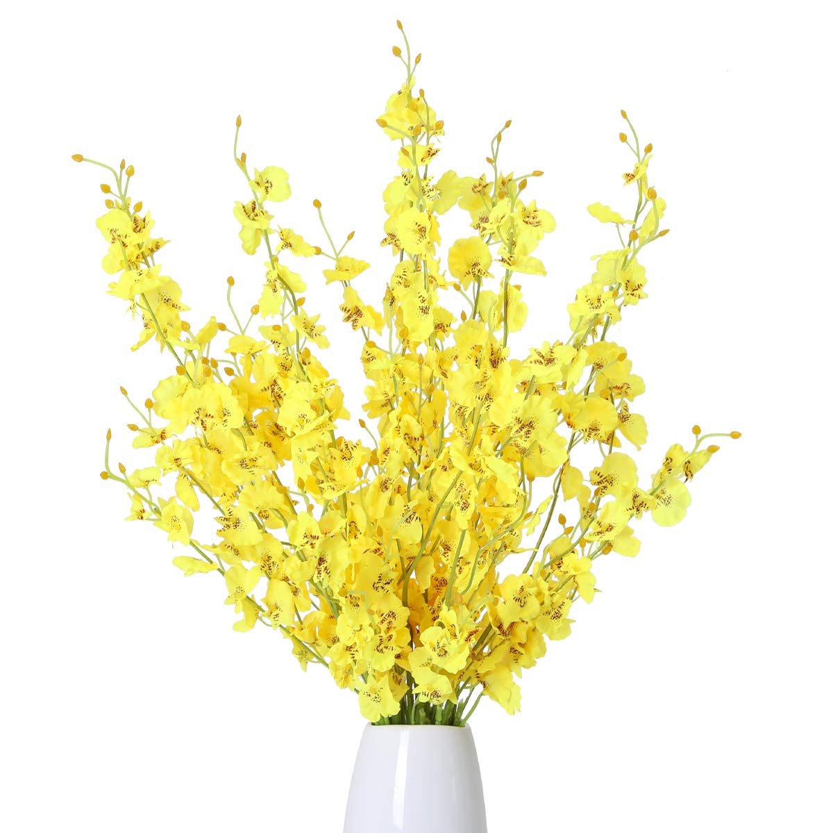 Kisflower 12Pcs Yellow Artificial Orchids Flowers, Dried Silk